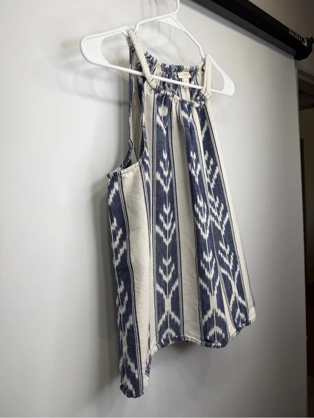 J.Crew Blue & White Ikat Print Rope Strap Tank Top - Picture 4 of 9